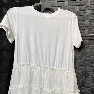 Women's White Ruffle Tiered Short Sleeve Top